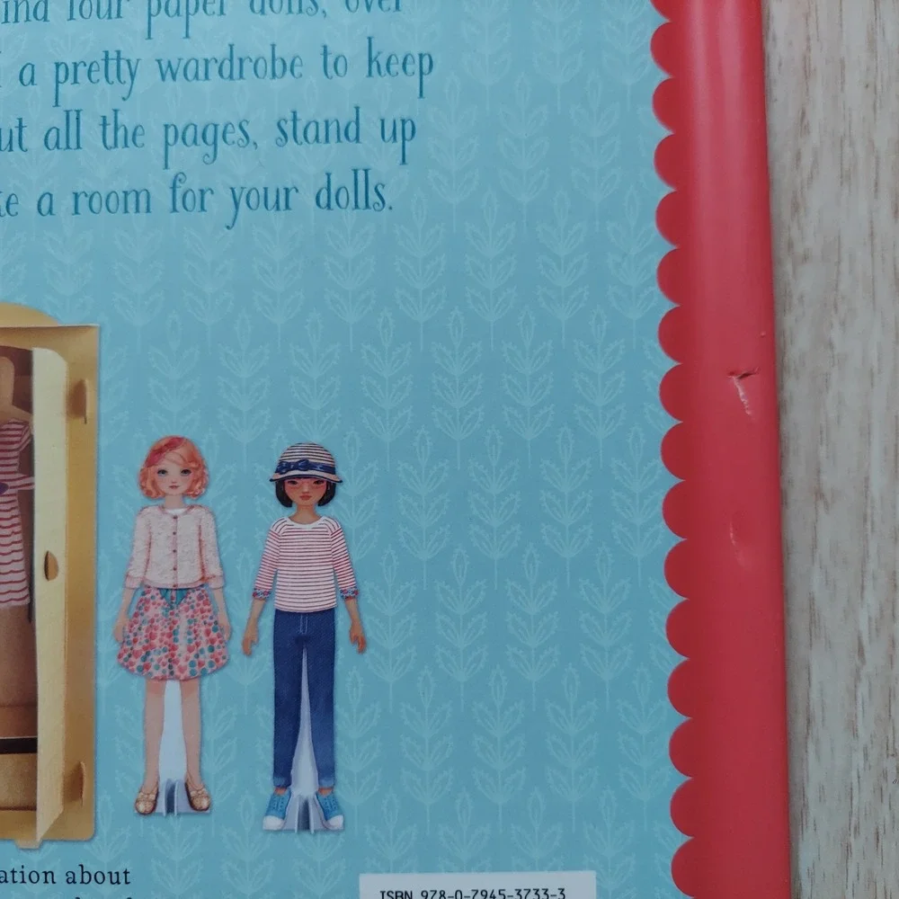 Usborne Press-out Paper Dolls Activity Book Blue Vintage Style 4 Dolls 50 Outfit